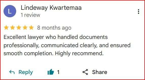 Google review from Lindeway K. for Pivotal Immigration