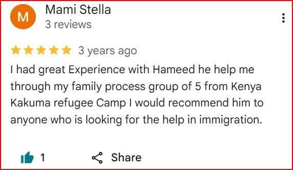 Google review from Mami S. for Pivotal Immigration