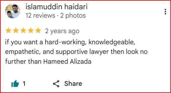 Google review from islamuddin h. for Pivotal Immigration